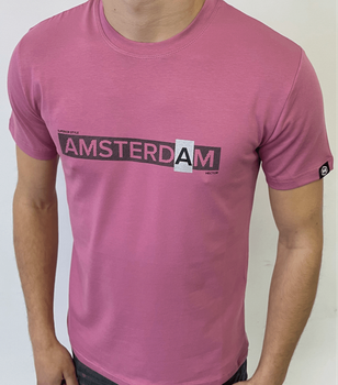Мужская футболка с надписью AMSTERDAM - HECTOR - 40167 - XXL - Розовый