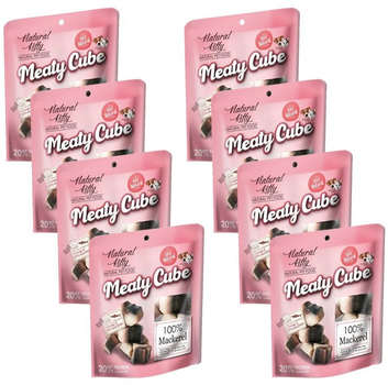 Opakowanie mokrej karmy Pettric Natural Kitty Meaty Cube z makrelą 8 x 60 g (4712937602313)