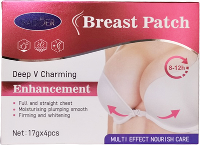 Гидрогелевые патчи для лифтинга и тонуса груди Sadoer Deep V Charming Breast Patch Multi Effect Nourish and Care 17 г х 4 шт (6975239993567)