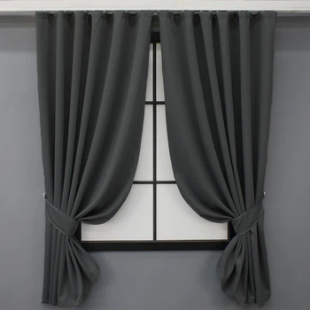 Комплект штор коротких VR-Textil Блэкаут Midnight № 1399ш 130х170 см 2 шт Графитовый (35-0159)