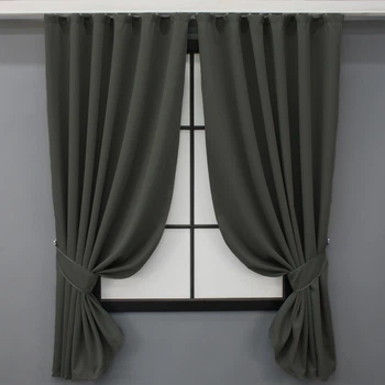 Комплект штор коротких VR-Textil Блэкаут Midnight № 1400ш 140х170 см 2 шт Темно-серый (35-0161)