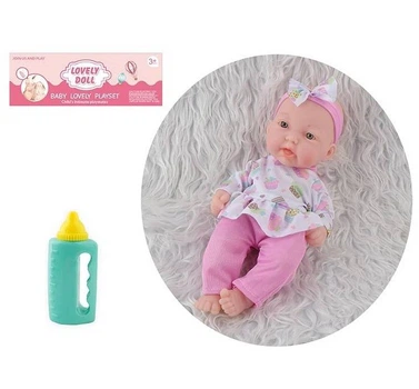 Пупс ToyCloud с бутылочкой, розовый костюм AD611-6/7