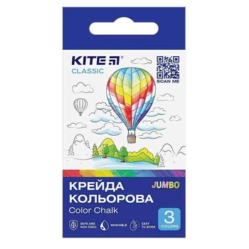 Мел цветной Jumbo 3 цв. Kite Classic 4063276186195 K-077 67633