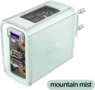 Мережевий зарядний пристрій Acefast A45 Sparkling Series PD65W GaN (2xUSB-C+USB-A) Charger Mountain mist