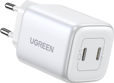 Мережевий зарядний пристрій Ugreen CD294 Nexode 45 Вт USB 2 x Type-C PD3.0 QC4.0 Charger Space Білий (6941876213276)