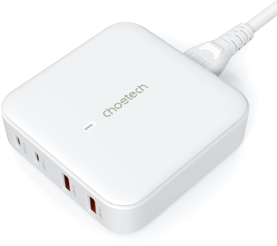 Зарядний пристрій CHOETECH GaN 100W USB-C White (PD8008-EU-WH)