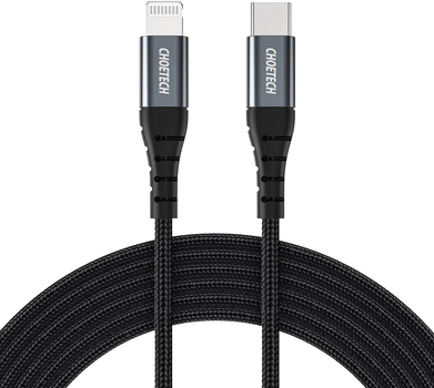 Kabel CHOETECH USB Type-C na Lightning 3 m w oplocie Czarny (6971824975925)