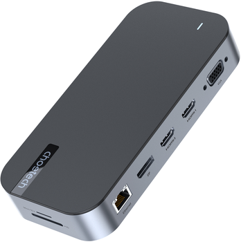 Док станція CHOETECH USB-C 15-в-1 HDMI/DP/VGA/LAN/PD/CR/USB-A/USB-C/AUX (HUB-M52-GY)