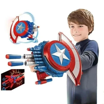 Щит Капитан америка со стреляющими пульками упаковка в прозрачный пакет игрушка для мальчиков 4 - 12 лет для детей супергерой марвел