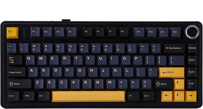 Клавиатура AULA F75 Black-Yellow Игровая Безпроводная Механичиская. 2.4G/Bluetooth/Кабель RGB Grey Wood v3 Свитчи
