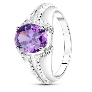 Серебряное кольцо с фиолетовым фианитом Македония К1186ЦАМ 18р.