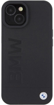 Панель BMW Leather Hot Stamp для iPhone 15 Plus з MagSafe Black (3666339145354)