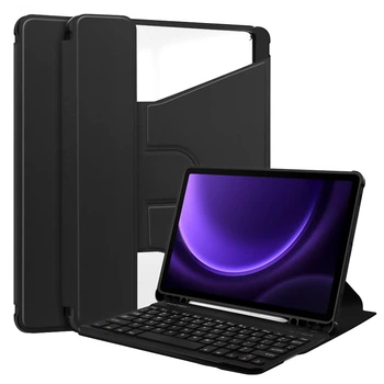 Чохол із Bluetooth - клавіатурою Glass Magnet Flip Cover 360 для Samsung Galaxy Tab S9 Plus / S9 FE Plus black