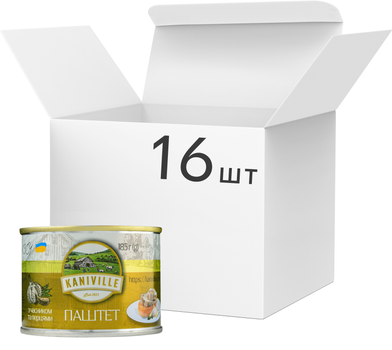 Упаковка мясного паштета Kaniville с чесноком и перцем 185 г х 16 шт (4820255191287)