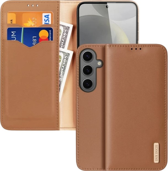 Etui z klapką Dux Ducis Hivo blokadą RFID do Samsung Galaxy S24 Brown (6934913021798)