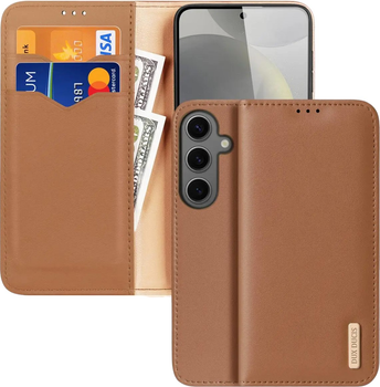 Etui z klapką Dux Ducis Hivo blokadą RFID do Samsung Galaxy S24 Plus Brown (6934913021828)