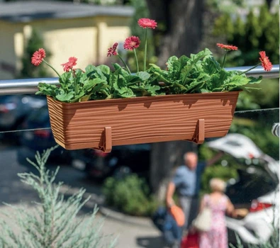 Балконный ящик для цветов Form-Plastic Сахара с подставкой 5,7 л 17 х 14 х 38 см, Цвет Терракот