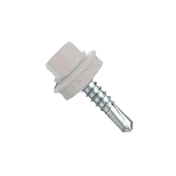 Саморез для кровли со сверлом DIN7504K 4,8х19 RAL9010 max=4,4 и шайбой TEX-H цинк (50шт.) [9T62R09T64819R9010] Metalvis