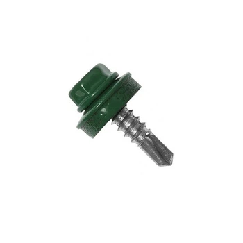 Саморез для кровли со сверлом DIN7504K 4,8х19 RAL6005 max=4,4 и шайбой TEX-H цинк (50шт.) [9T62R09T64819R6005] Metalvis