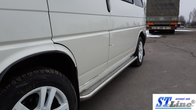 Боковые пороги подножки площадки на SWB Volkswagen T4 90-03 d60х1,6мм Фольксваген Т4 ST6282