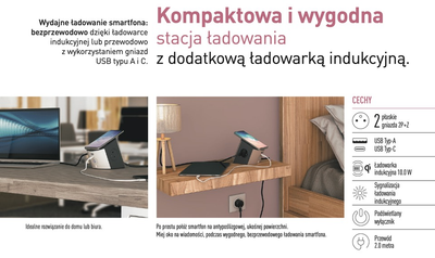 Przedłużacz Legrand 2 x 2P+Z z indukcją i USB A/C (3414971942264)