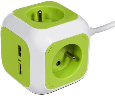 Подовжувач GreenBlue MagicCube 4 розетки 2 USB 1.4 м (GB118)