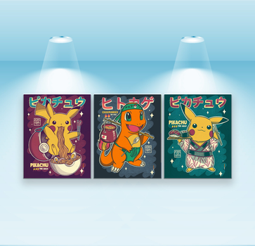 Серія постерів Riviera Blanca Charmander & Pikachu 40x50 см х 3 шт (PS-172)