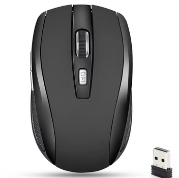 Беспроводная бесшумная мышка 2.4G питания от батареек Black