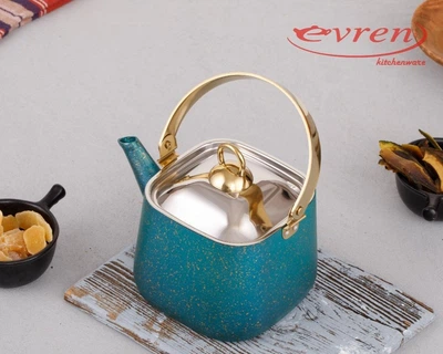 Чайник для плиты 1,25 л Evren квадратный бірюзовий 4086\3