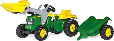 Gokart na pedały Berg John Deere z przyczepą i ruchomą łyżką Zielony (4006485023110)