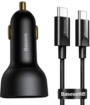 Автомобільний зарядний пристрій Baseus Superme USB / USB Typ C 100W + kabel USB Typ C 100W (20V/5A) 1м Black (TZCCZX-01)