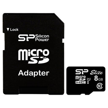 Карта пам'яті Silicon Power microSDHC (UHS-1) SiliconPower Elite 8Gb class 10 (adapter SD) (SP008GBSTHBU1V10SP)