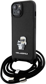 Etui Karl Lagerfeld Crossbody Saffiano Metal Pin Karl & Choupette do Apple iPhone 15 Plus Black (3666339165765)