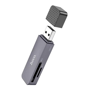Картридер HOCO HB45 Spirit 2в1 (USB2.0 to SD + TF2.0) для телефонів, камер, відеореєстраторів Сірий