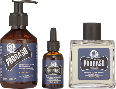 Подарунковий набір для догляду за бородою Proraso Азур Лайм у металевій коробці (8004395006915)