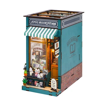 Румбокс HONGDA Soul Bookstore M2314 книжный магазин с LED-подсветкой и музыкальным модулем, DIY-конструктор миниатюрного домика