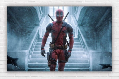 Паперовий плакат "Супергерої Марвел / Marvel. Дедпул / Deadpool, червоно-чорний костюм" 120х75см