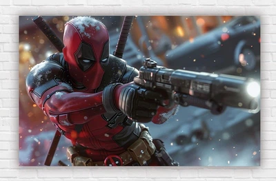 Паперовий плакат "Супергерої Марвел / Marvel. Дедпул / Deadpool, Firing gun" 120х75см
