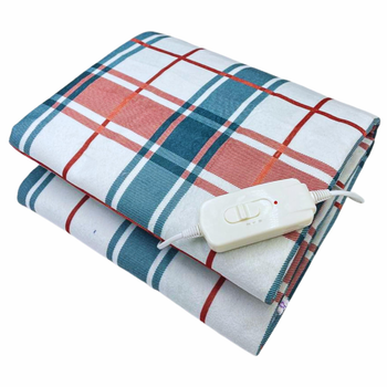 Электрическая простынь 120х150 см с подогревом полуторная, Electric blanket, 2 года гарантии, Турция, в клеточку