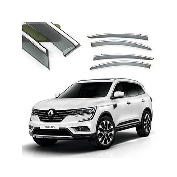 Дефлекторы окон (ветровики) из нержавеющей стали 3D на Renault Koleos (2017-н.в) 4 шт. FLY, BRNKA1723-W/S