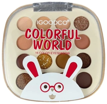 Набір косметики в коробці IGOODCO Тіні для повік Colorful World 01 16 кольорів