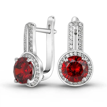 Серебряные серьги с красными фианитами Вдохновение
