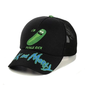 Молодежная кепка с сеткой Рик Огурчик (Rick and Morty) One-size Черный