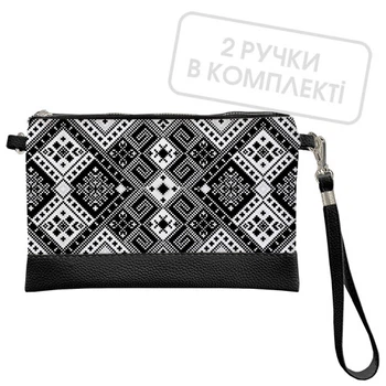 Клатч через плече Український орнамент чорно-білий 25x15 см