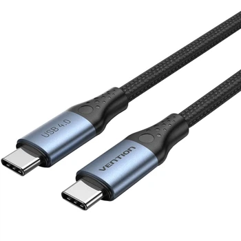 Кабель Vention USB Type-C to Type-C 4.0 1м 240W 50V 5A 8K60Hz Thunderbolt 4 Aluminum Alloy Grey-Black (TAVHF)