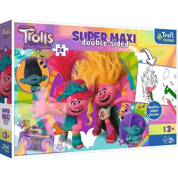 Пазли Trefl SUPER МАХІ Щасливий день тролів + розмальовка 24 ел (41017)