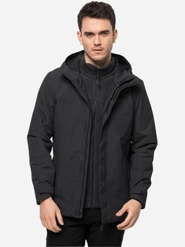 Куртка демисезонная с капюшоном мужская Jack Wolfskin Altenberg 3In1 Jkt M A61864_6000 S Черная (4064886306881)