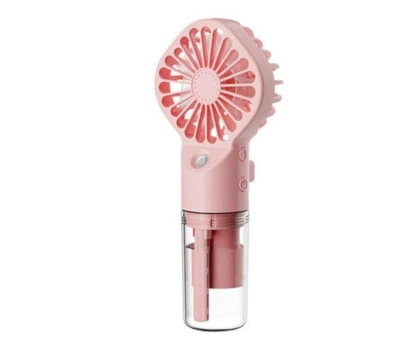 Портативний ручний акумулятурний міні вентилятор Mini Fan XSFS-598 з розпилювачем води рожевий