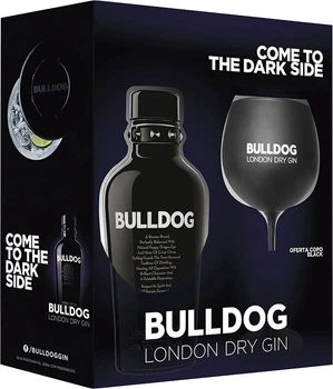 Джин Bulldog London Dry Black 0.7 л 40% + келих у подарунковій упаковці (5425008643434)