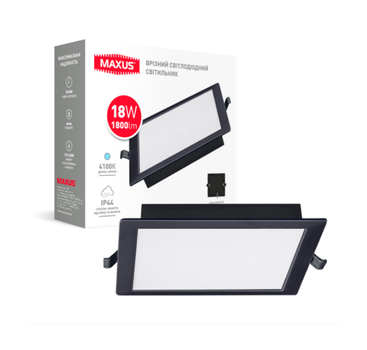 Світильник світлодіодний 1-RDL-1841-IPS-BL MAXUS RDL 18W 4100K IP44 Square Black